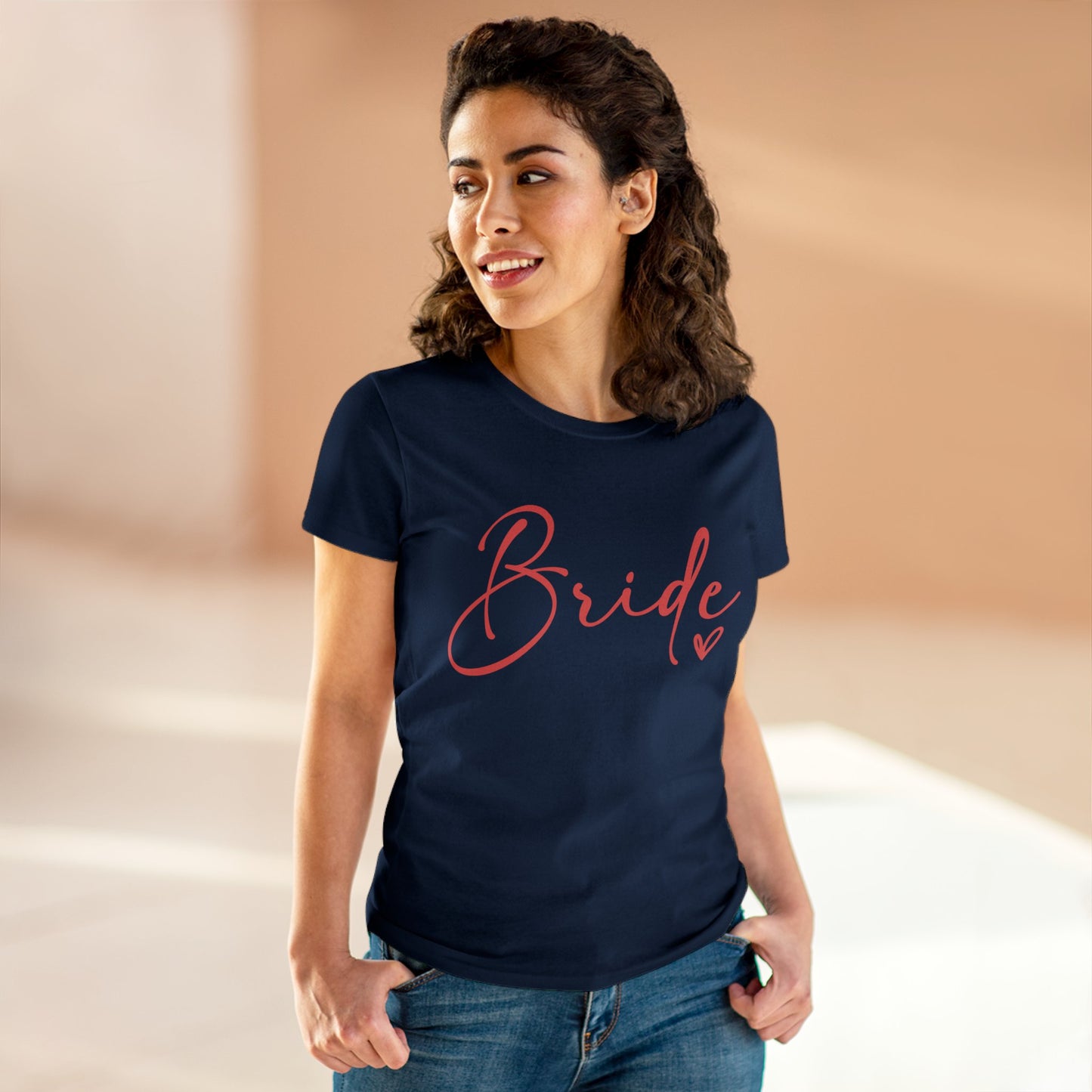 Bride Heart Tee Pink Letters | Women's Midweight Cotton Tee