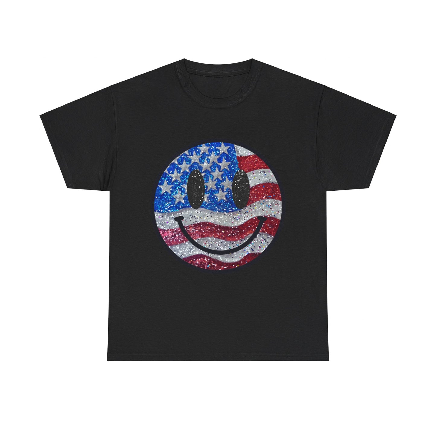 Smiley American Flag | Unisex Heavy Cotton Tee