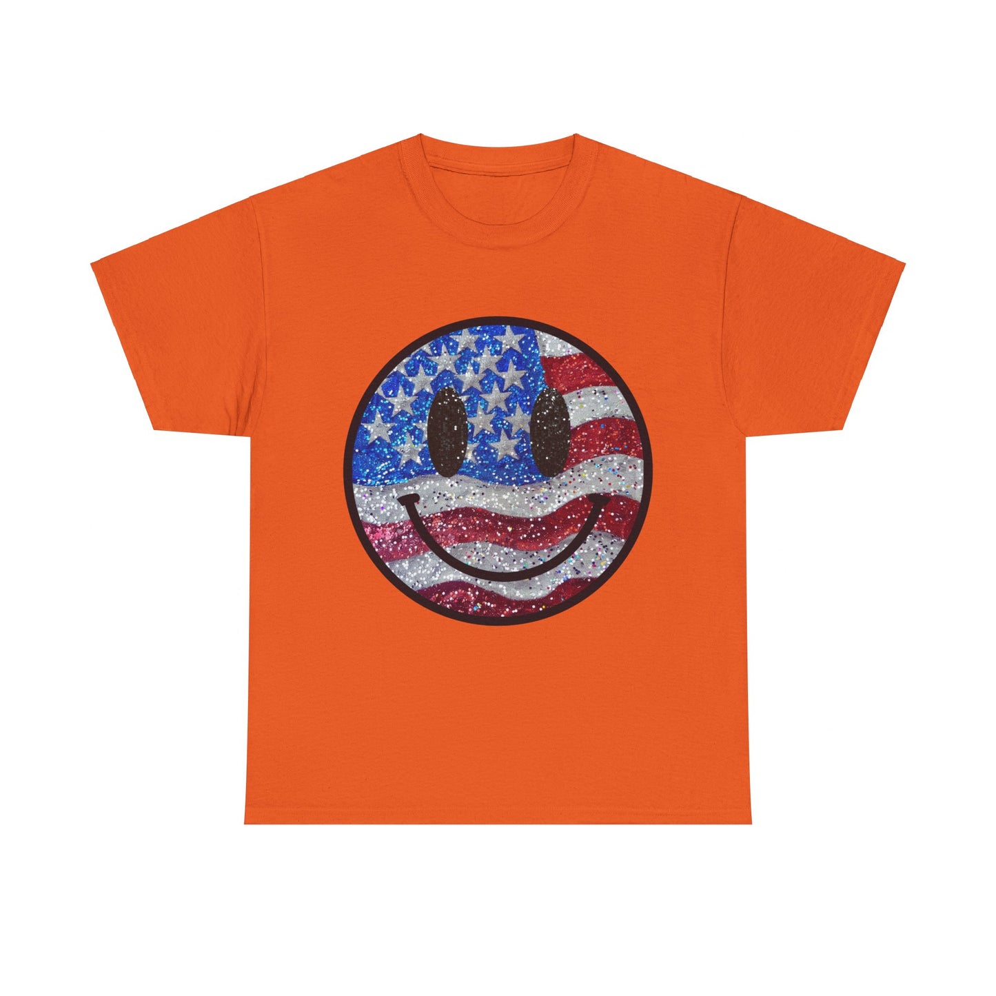 Smiley American Flag | Unisex Heavy Cotton Tee