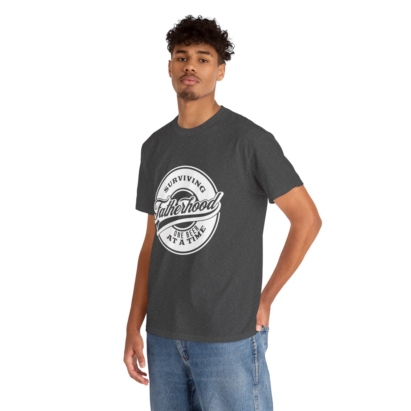 Surviving Fatherhood | Unisex Heavy Cotton Tee White Letters
