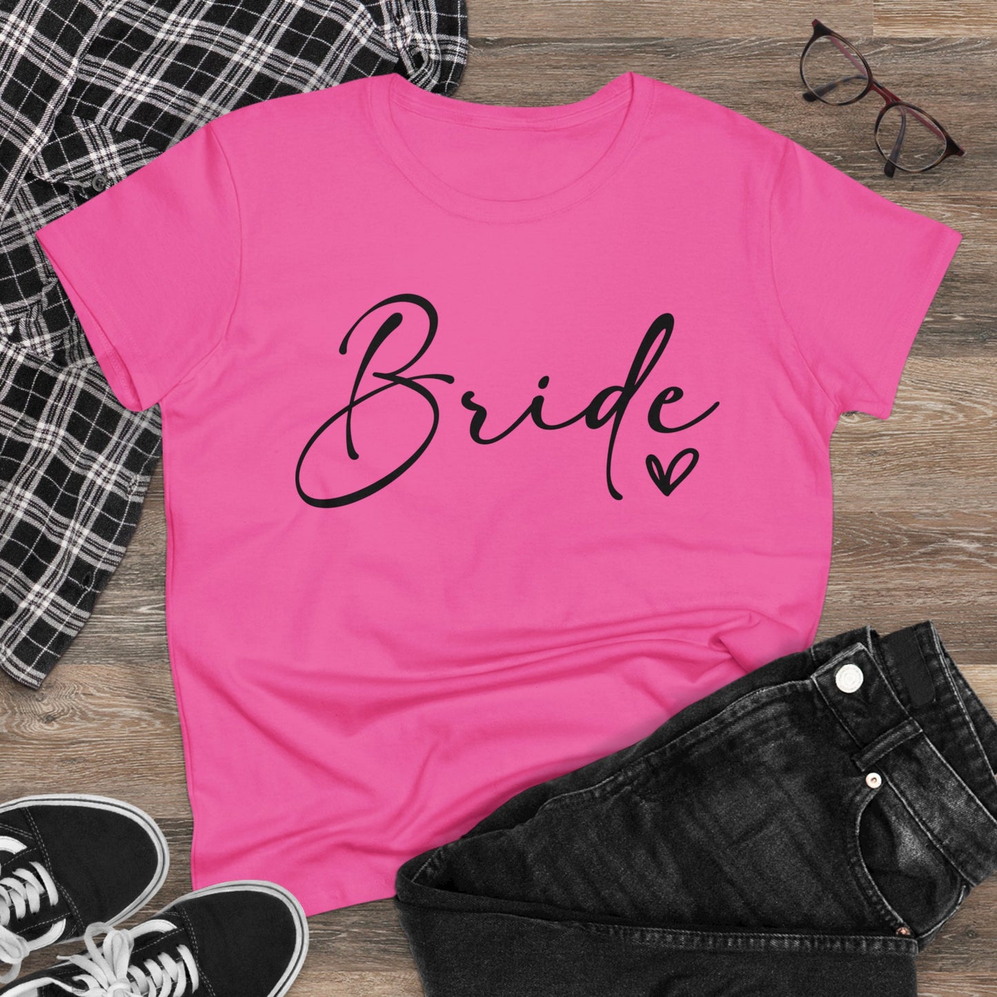 Bride Heart Tee Black Writing | Women's Midweight Cotton Tee
