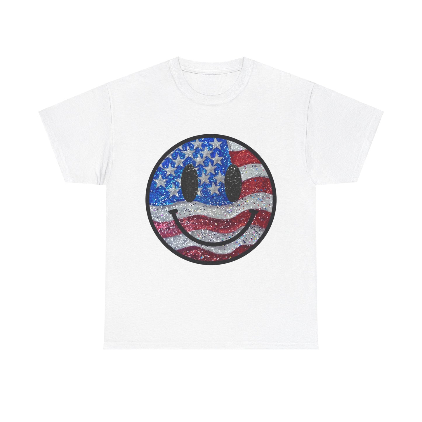 Smiley American Flag | Unisex Heavy Cotton Tee
