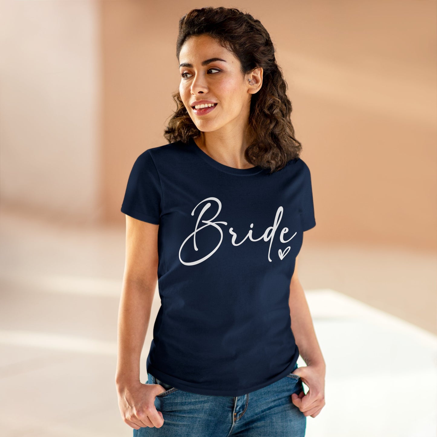 Bride Heart Tee White Letters | Women's Midweight Cotton Tee