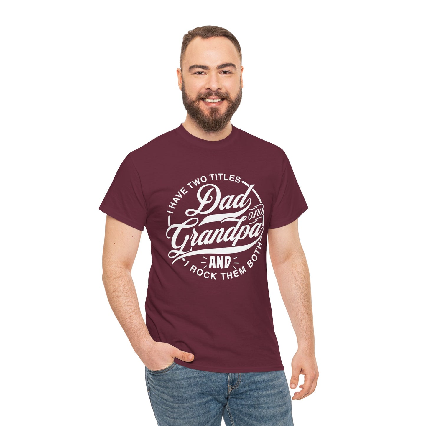 Dad & Grandpa| Unisex Heavy Cotton Tee White Letters