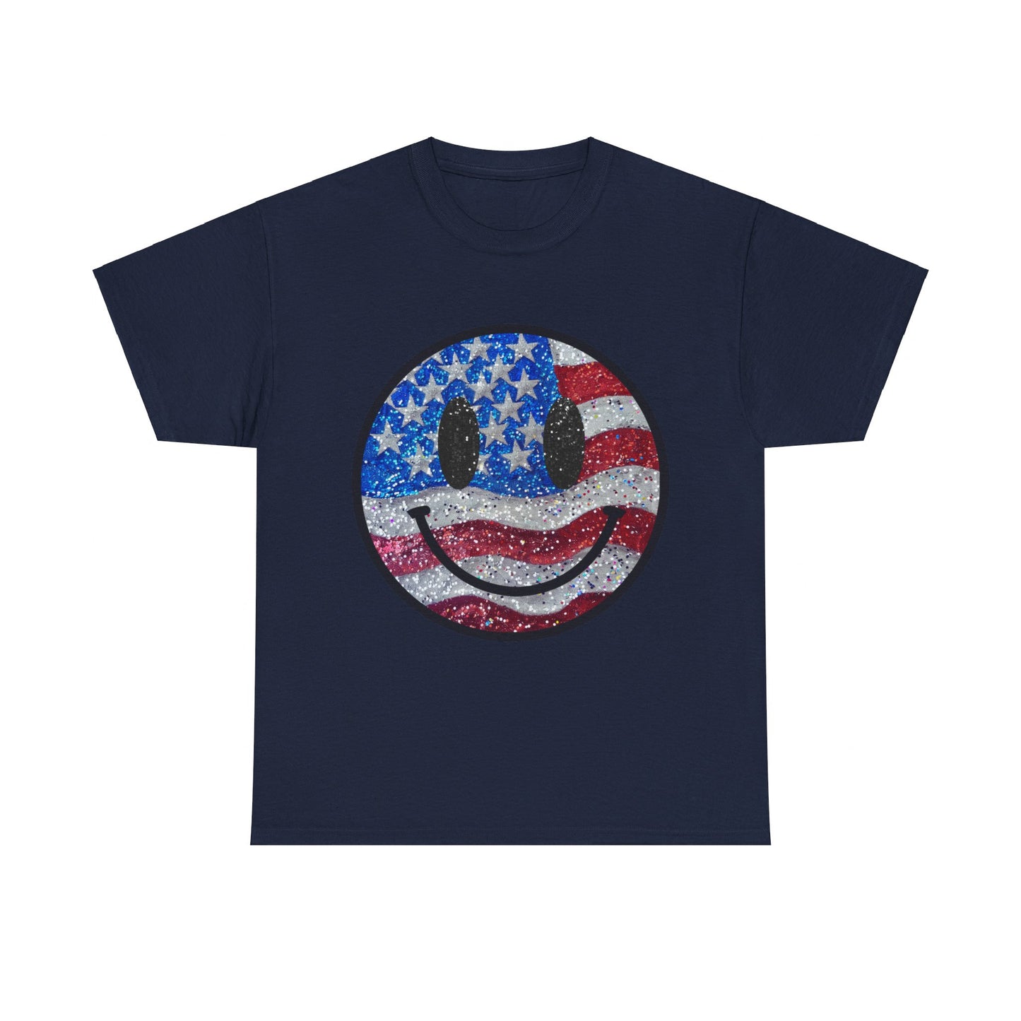Smiley American Flag | Unisex Heavy Cotton Tee
