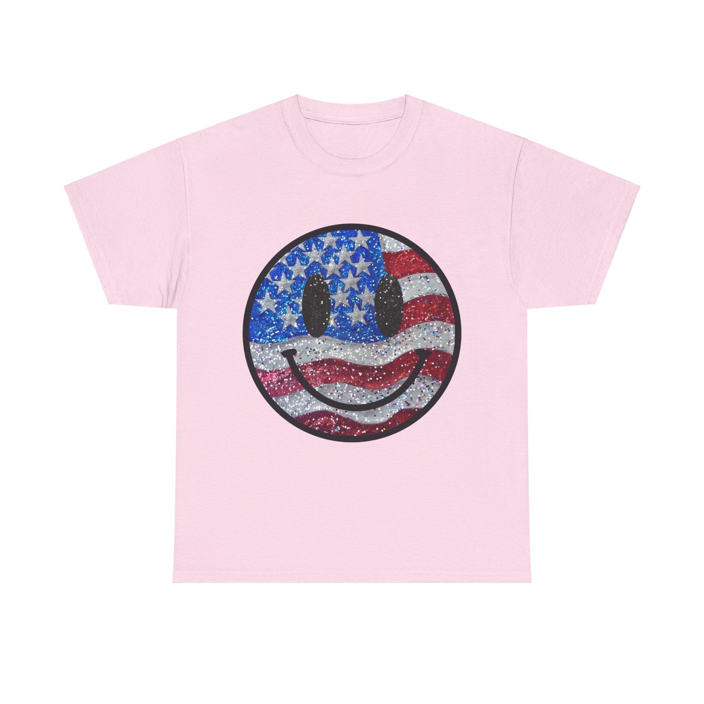 Smiley American Flag | Unisex Heavy Cotton Tee