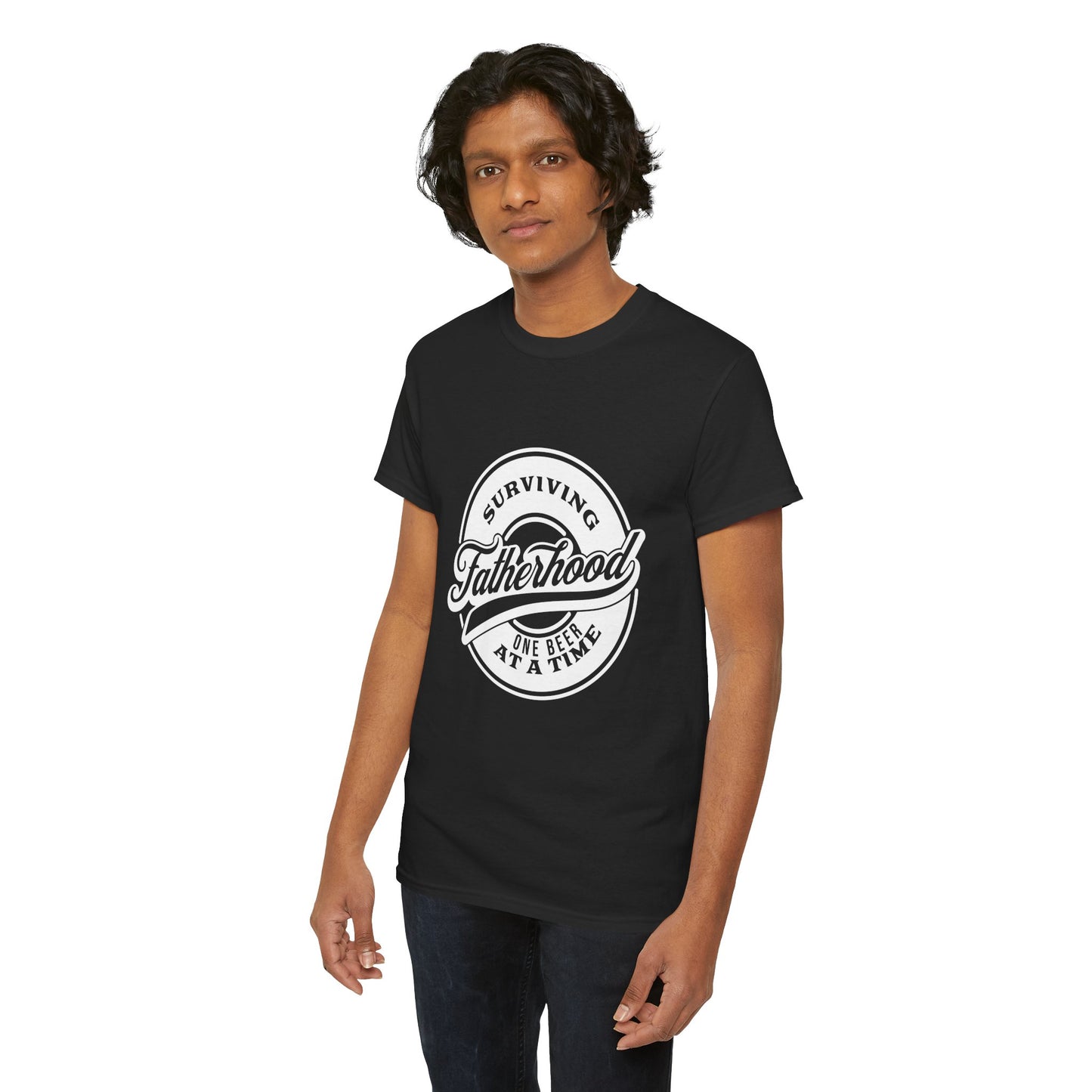 Surviving Fatherhood | Unisex Heavy Cotton Tee White Letters