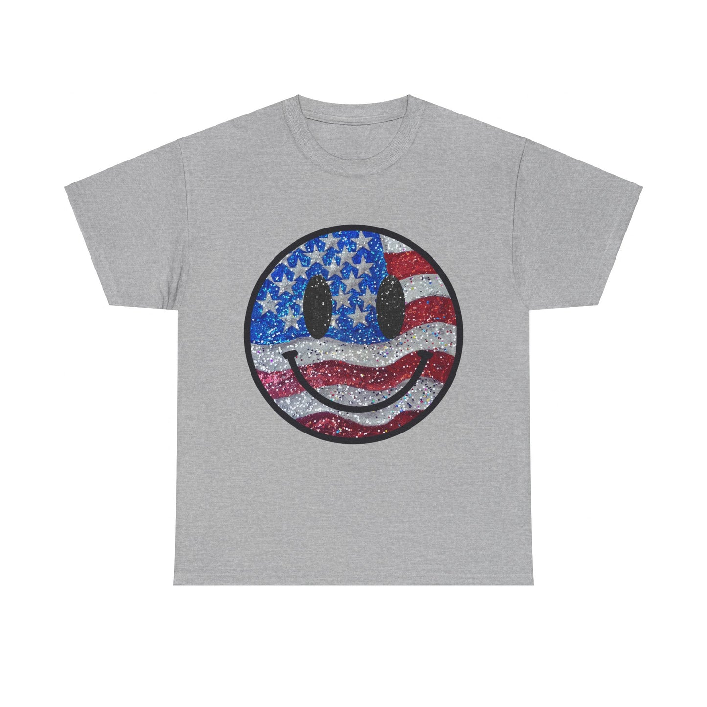 Smiley American Flag | Unisex Heavy Cotton Tee