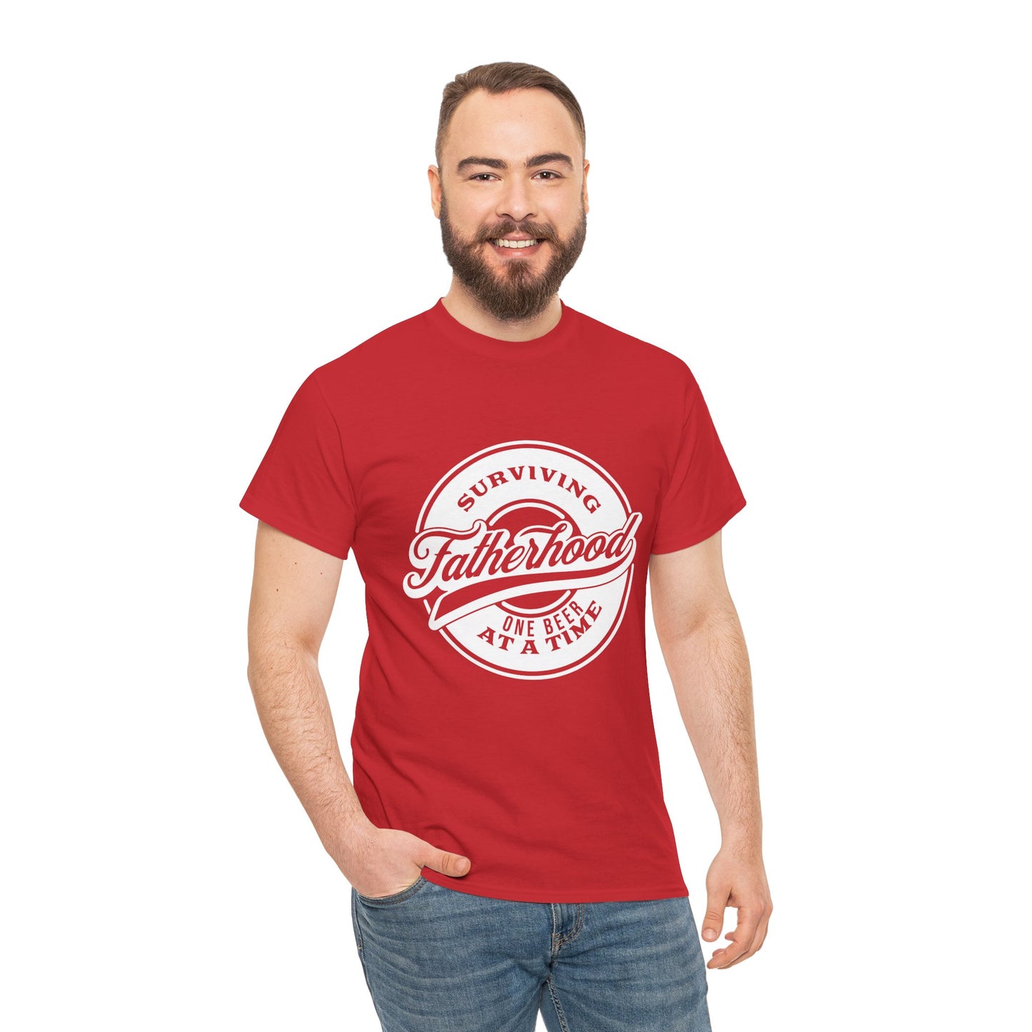 Surviving Fatherhood | Unisex Heavy Cotton Tee White Letters