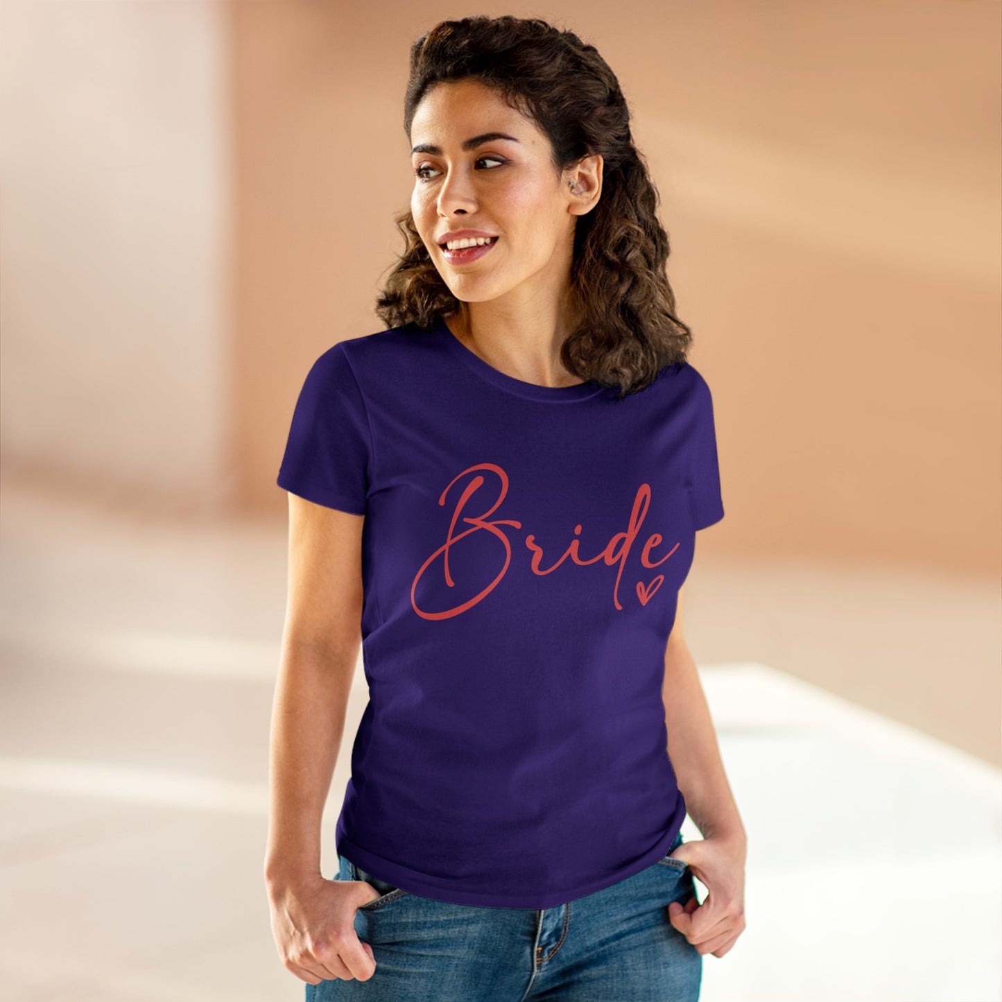 Bride Heart Tee Pink Letters | Women's Midweight Cotton Tee