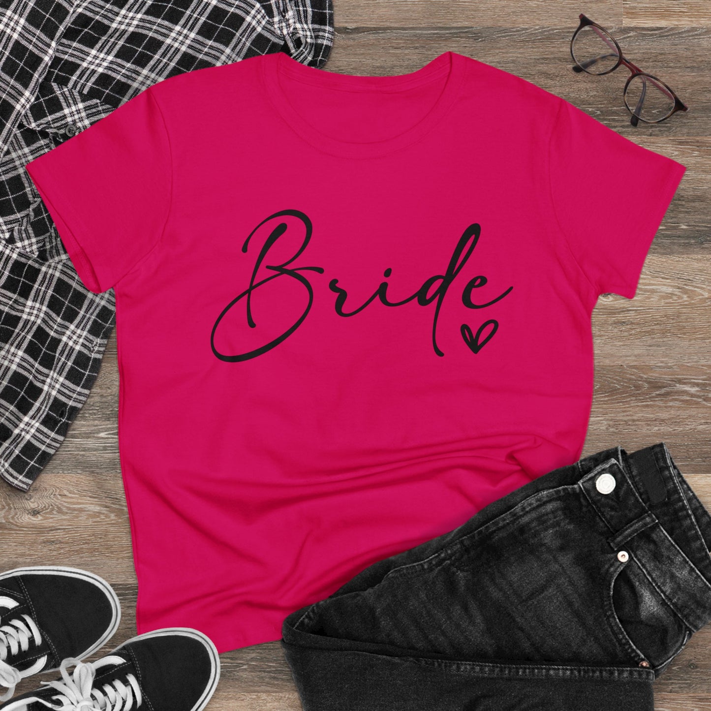 Bride Heart Tee Black Writing | Women's Midweight Cotton Tee