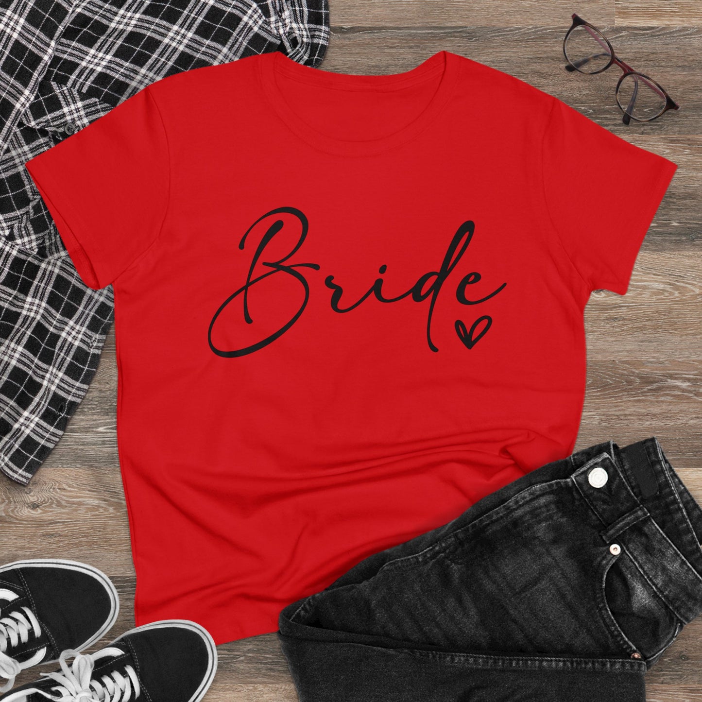 Bride Heart Tee Black Writing | Women's Midweight Cotton Tee