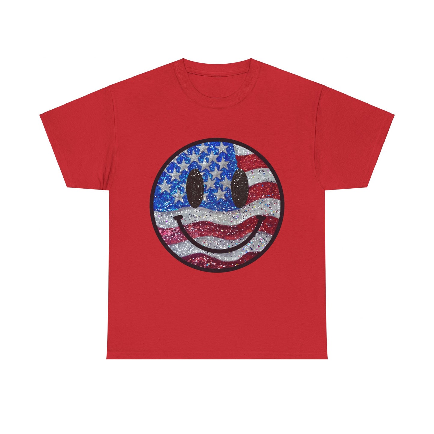 Smiley American Flag | Unisex Heavy Cotton Tee