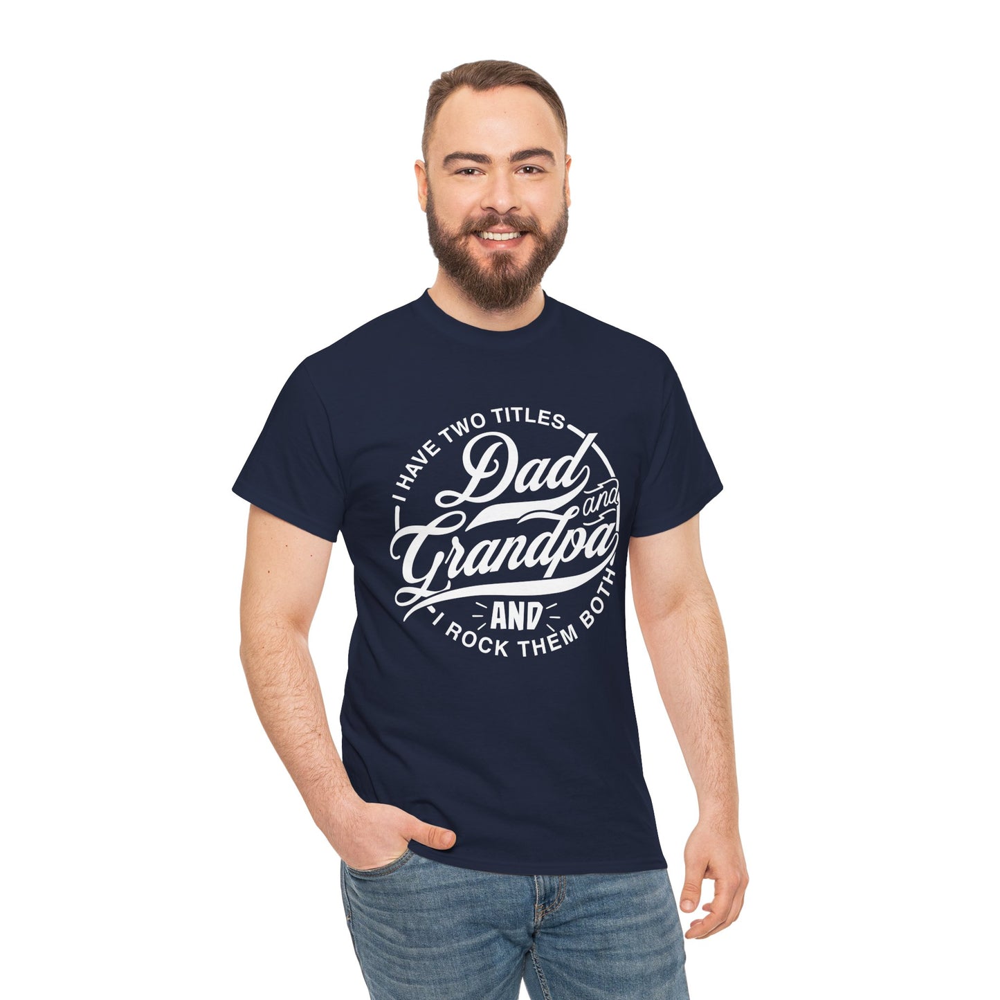 Dad & Grandpa| Unisex Heavy Cotton Tee White Letters