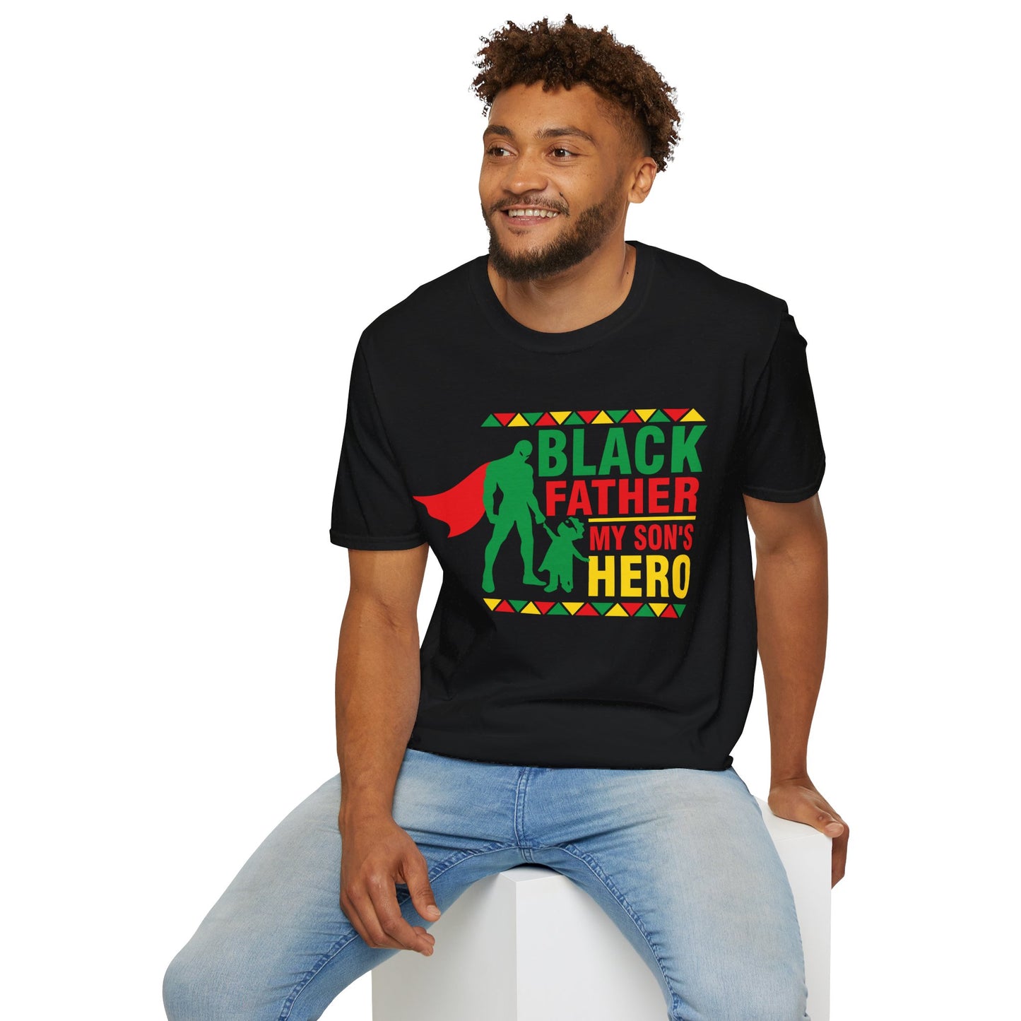 Black Father My Son's Hero| Unisex Softstyle T-Shirt