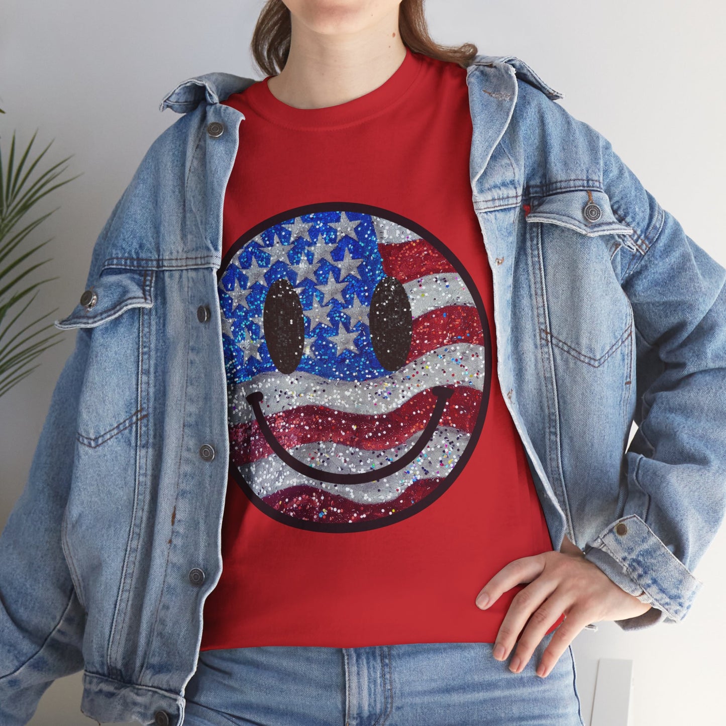 Smiley American Flag | Unisex Heavy Cotton Tee