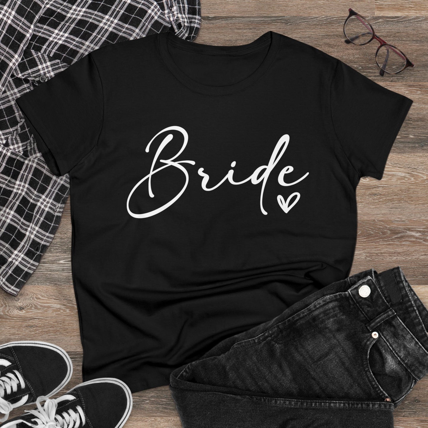 Bride Heart Tee White Letters | Women's Midweight Cotton Tee