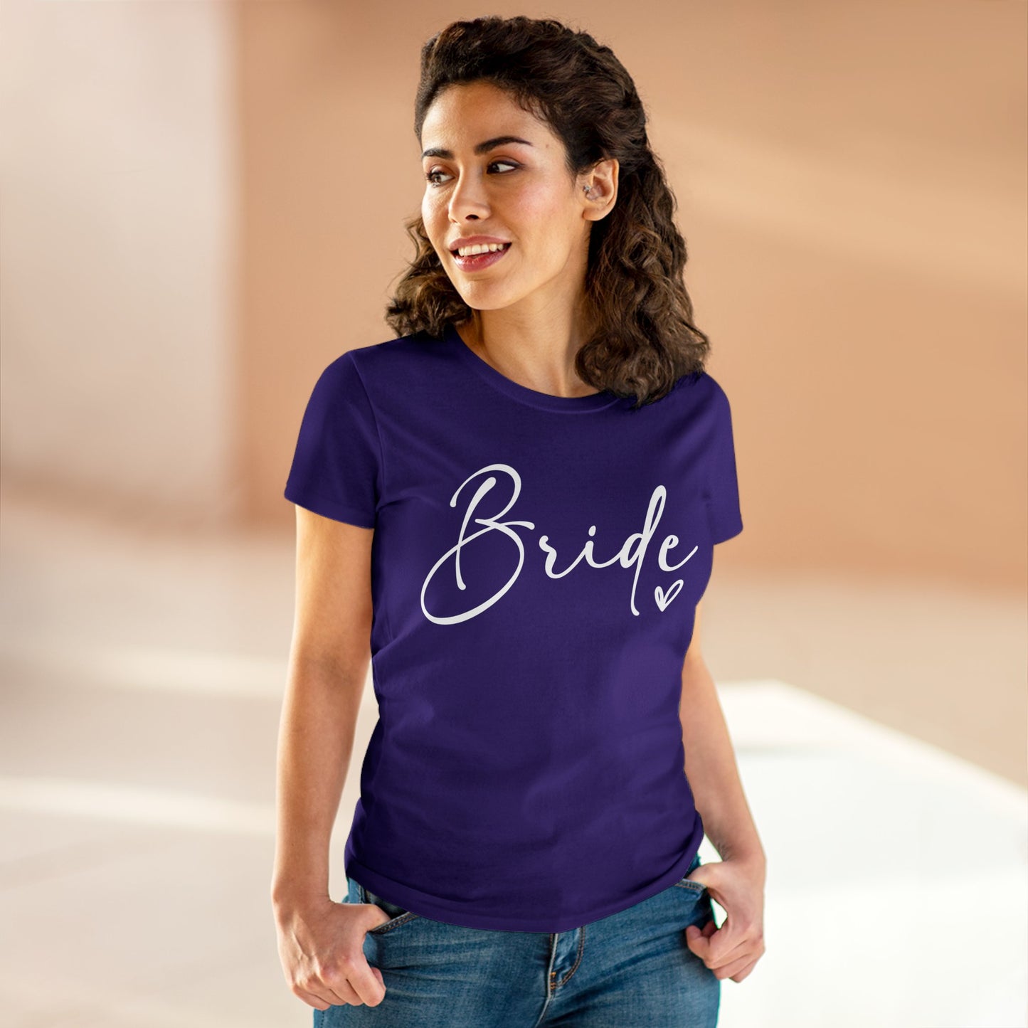 Bride Heart Tee White Letters | Women's Midweight Cotton Tee