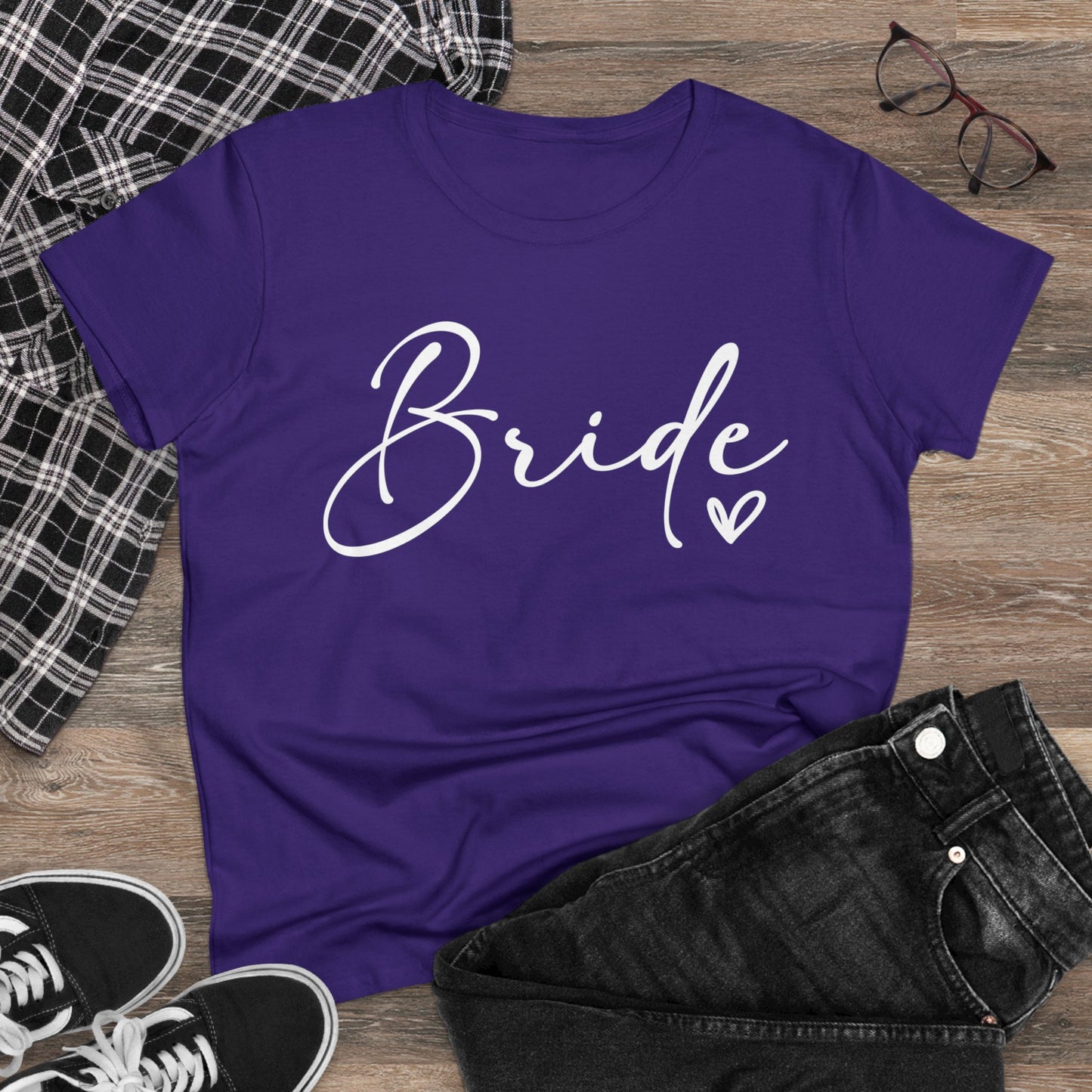 Bride Heart Tee White Letters | Women's Midweight Cotton Tee
