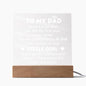 To My Dad | Will Always Be Your Little Girl | Acrylic Square Plaque