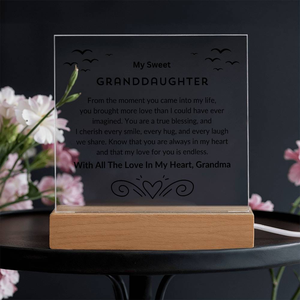 My Sweet Granddaughter | From The Moment You Came Into My Life | Acrylic Square Plaque