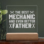 Father | The Best Mechanic | Engraved Acrylic Square Plaque