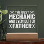 Father | The Best Mechanic | Engraved Acrylic Square Plaque