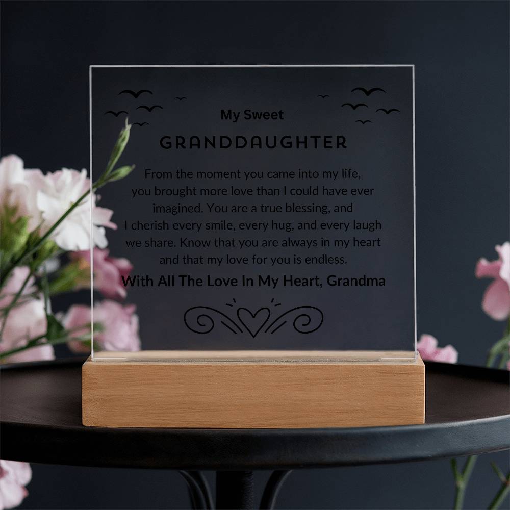 My Sweet Granddaughter | From The Moment You Came Into My Life | Acrylic Square Plaque