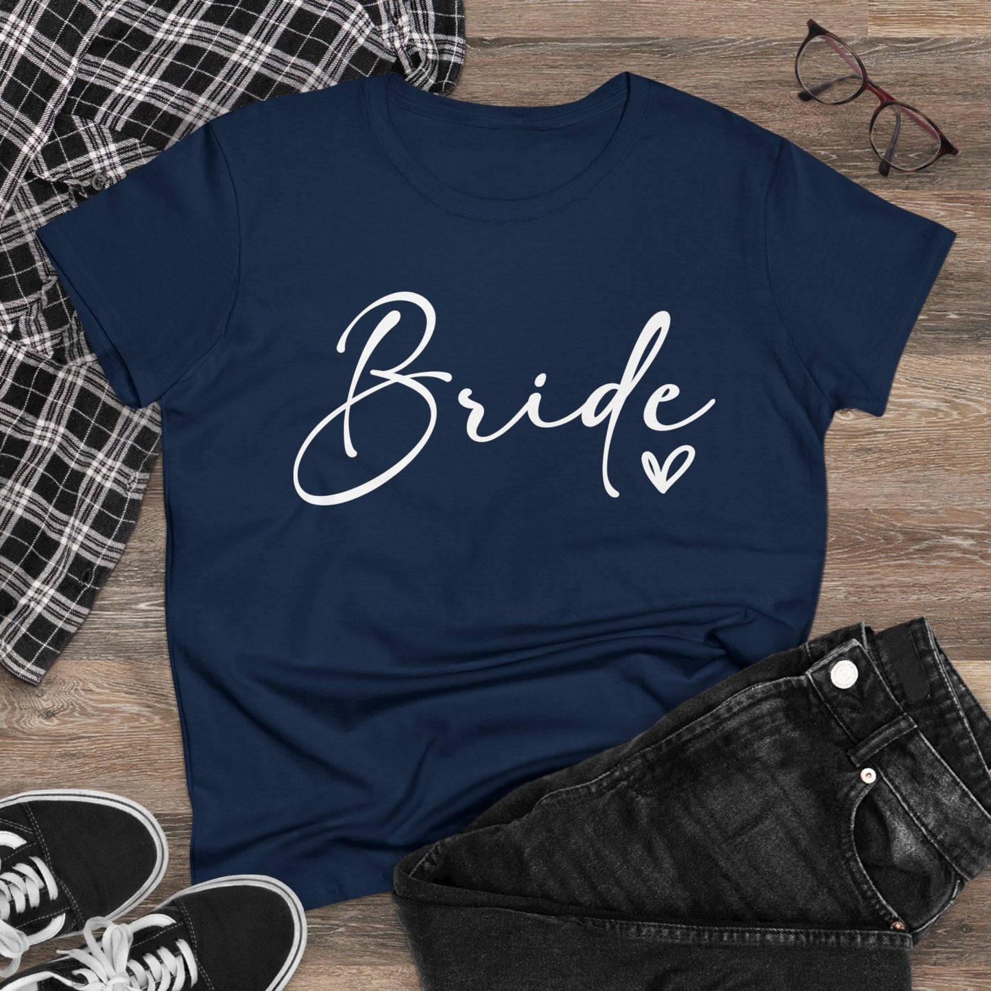 Bride Heart Tee White Letters | Women's Midweight Cotton Tee