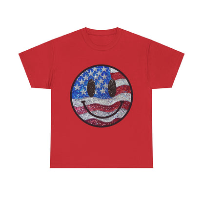 Smiley American Flag | Unisex Heavy Cotton Tee
