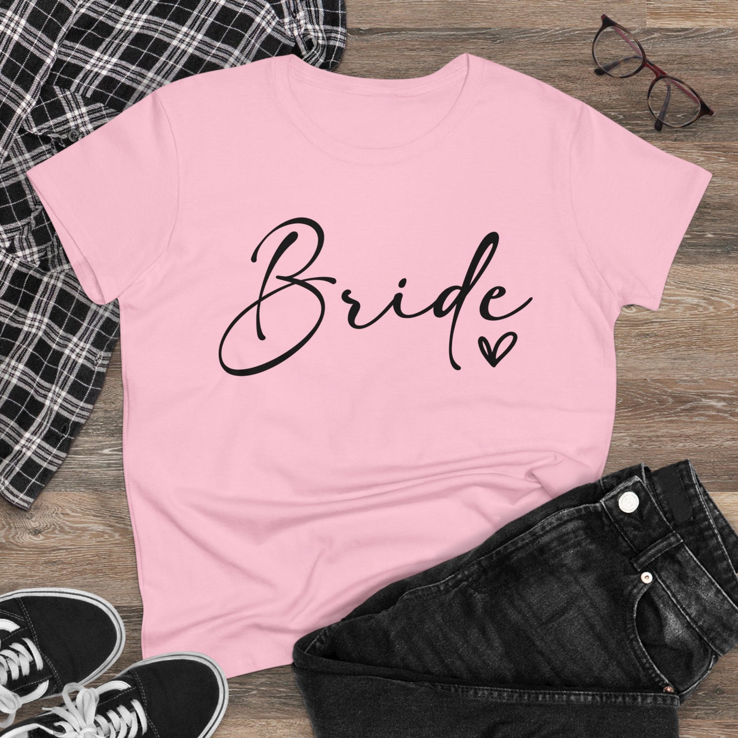 Bride Heart Tee Black Writing | Women's Midweight Cotton Tee
