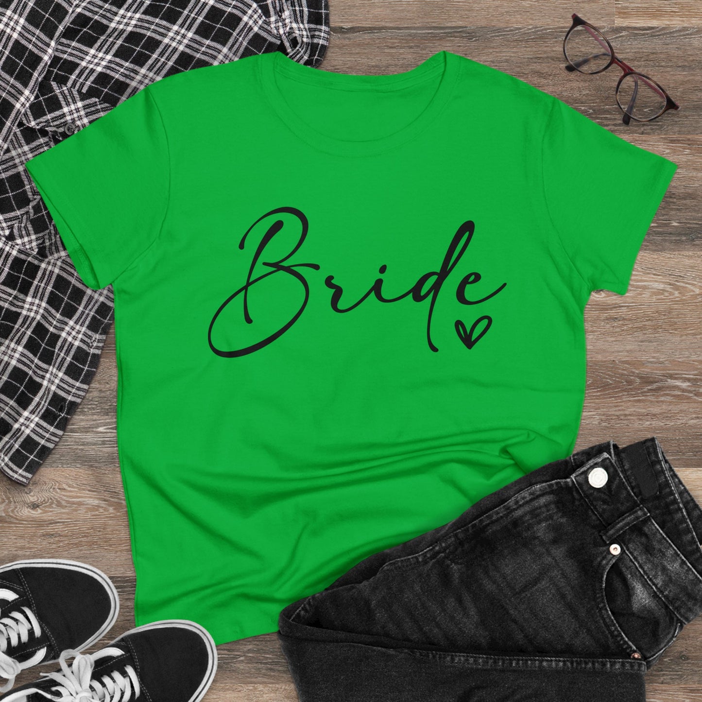Bride Heart Tee Black Writing | Women's Midweight Cotton Tee