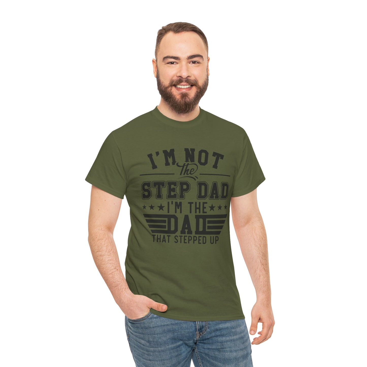 Stepped Up Dad Light Colors | Unisex Heavy Cotton Tee Black Letters