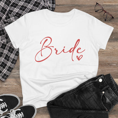 Bride Heart Tee Pink Letters | Women's Midweight Cotton Tee