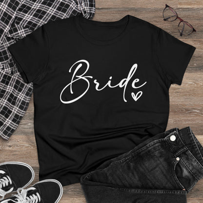 Bride Heart Tee White Letters | Women's Midweight Cotton Tee