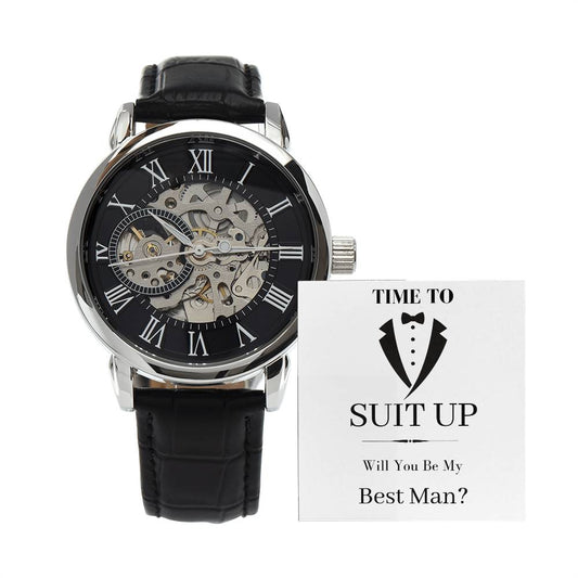 Time To Suit Up | Best Man - White Tux | Men's Openwork Watch