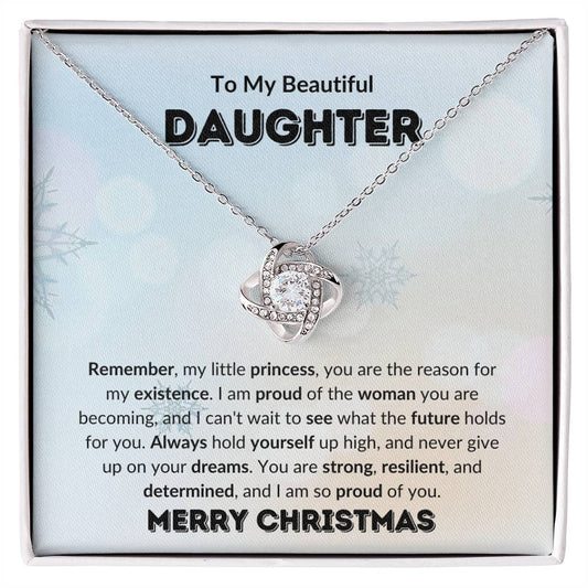 To My Beautiful Daughter | Merry Christmas | Love Knot Necklace