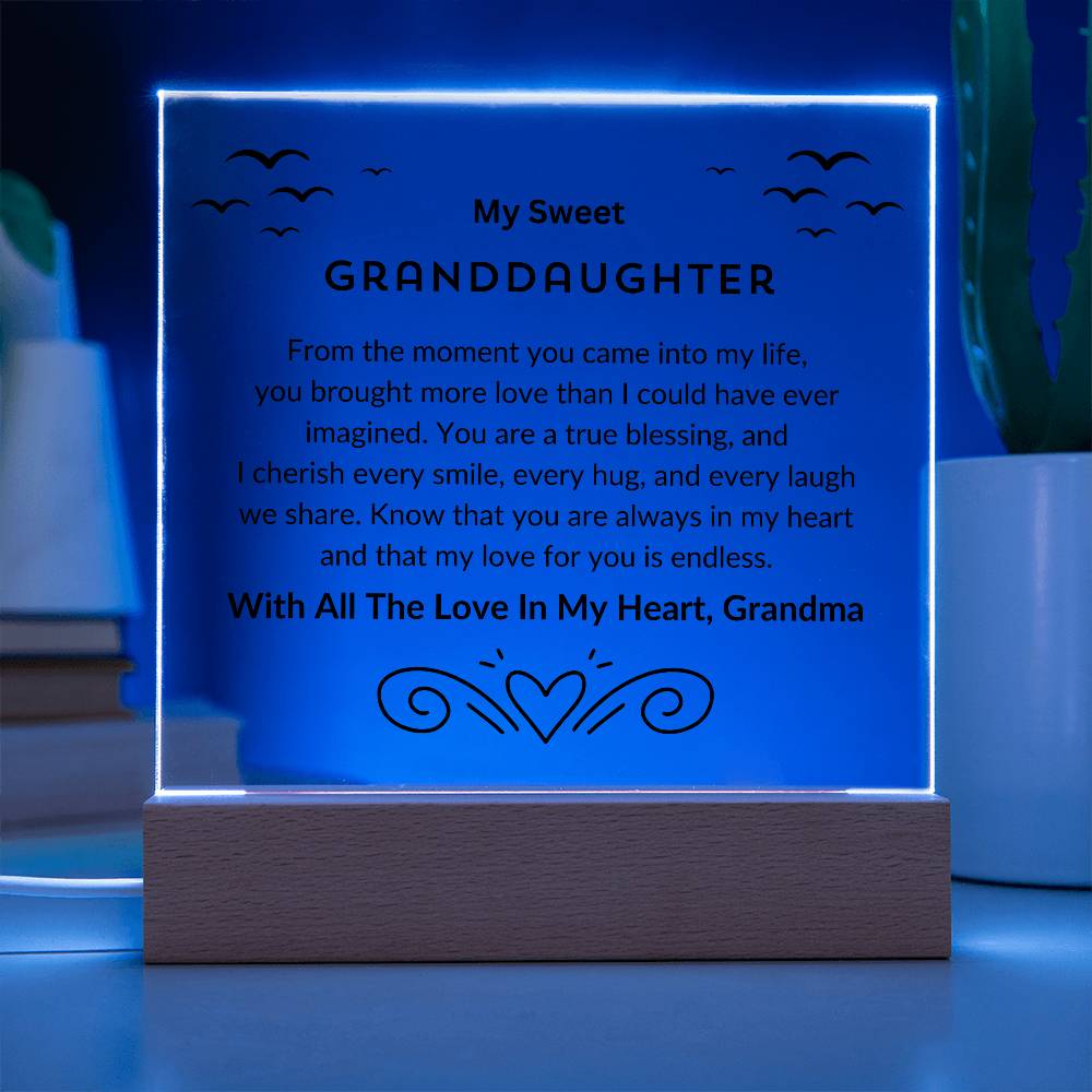 My Sweet Granddaughter | From The Moment You Came Into My Life | Acrylic Square Plaque