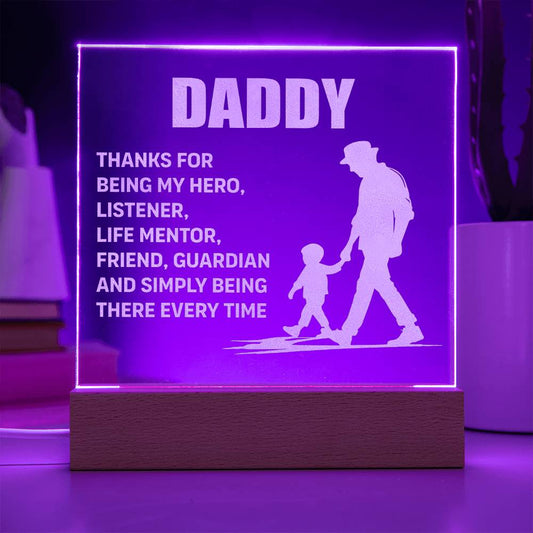 DADDY | My Hero | Engraved Acrylic Square Plaque