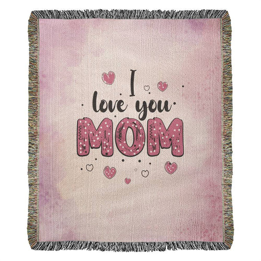 I Love You Mom | Heirloom Photo Woven Blanket (Portrait)