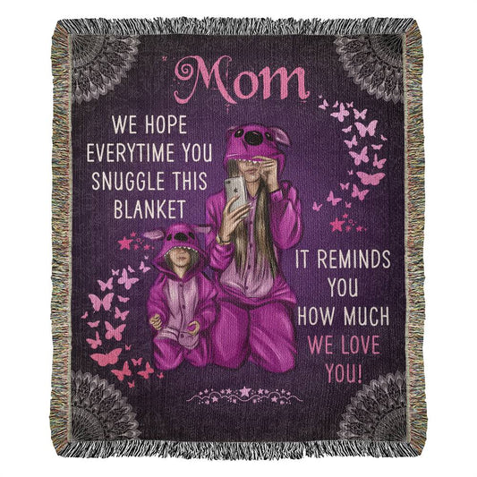 Mom We Love You | Heirloom Photo Woven Blanket (Portrait)