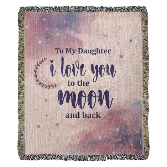 To My Daughter | To The Moon And Back | Heirloom Photo Woven Blanket (Portrait)