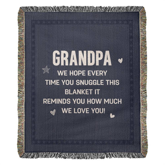 Grandpa We Love You | Heirloom Photo Woven Blanket (Portrait)