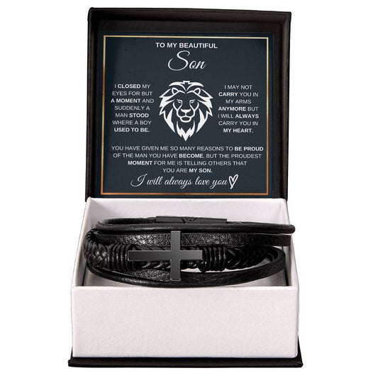 To My Son | Carry You In My Heart | Cross Bracelet