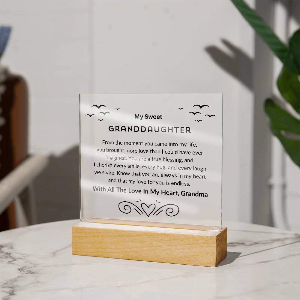 My Sweet Granddaughter | From The Moment You Came Into My Life | Acrylic Square Plaque