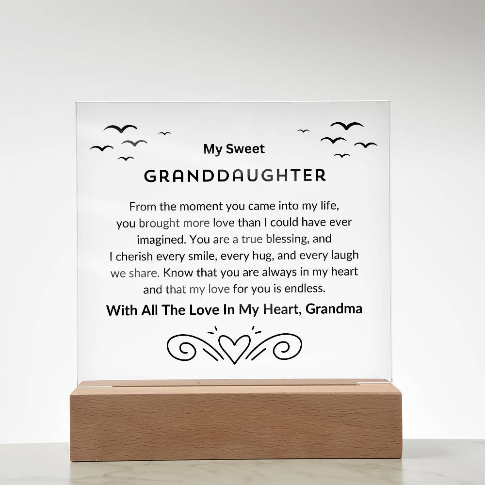 My Sweet Granddaughter | From The Moment You Came Into My Life | Acrylic Square Plaque