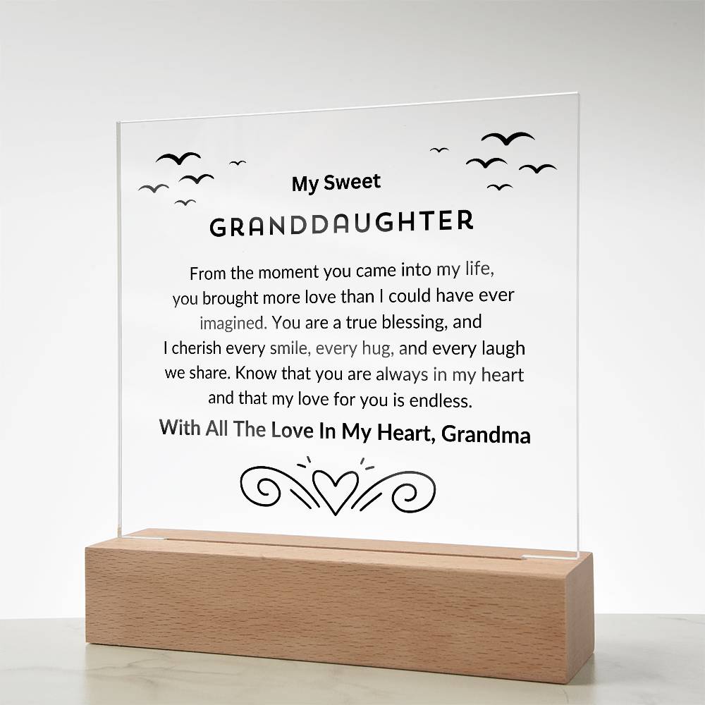 My Sweet Granddaughter | From The Moment You Came Into My Life | Acrylic Square Plaque