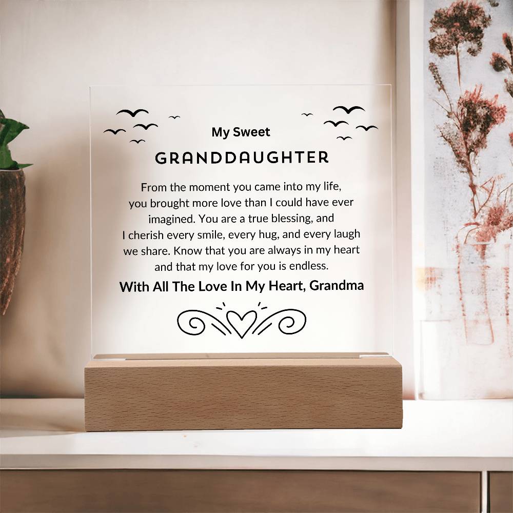 My Sweet Granddaughter | From The Moment You Came Into My Life | Acrylic Square Plaque