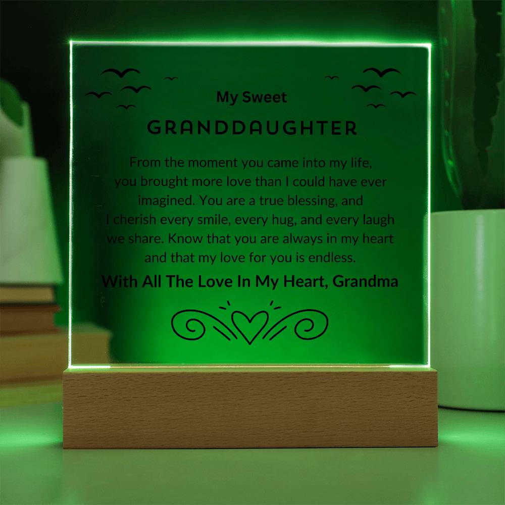 My Sweet Granddaughter | From The Moment You Came Into My Life | Acrylic Square Plaque