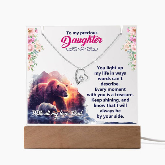 To My Precious Daughter | You Light Up My Life |  Keepsake Acrylic & Forever Love Necklace